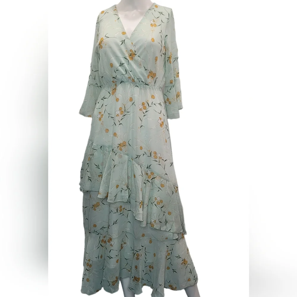 Floral Maxi Dress V Neck High Waist Chiffon Sz S NWT - Picture 6 of 17